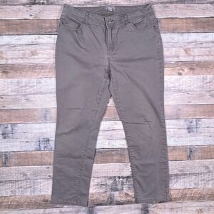 Chicos So Slimming Girlfriend Ankle Jeans 2.5 Olive Gray/Beige Straight Leg Pant